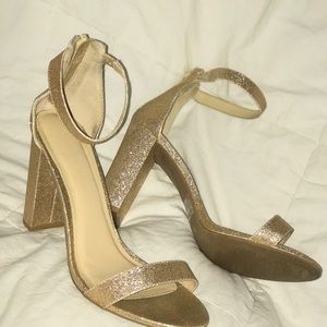 Gold ankle strap heels. Only worn once